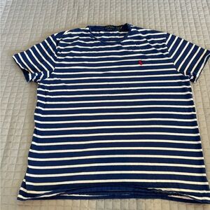 Ralph Lauren Blue and White Striped Tee